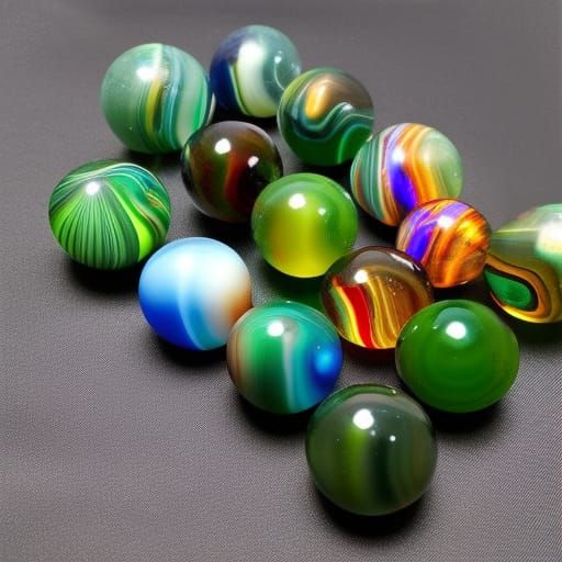 Variegated Glass Marbles Lit From Left