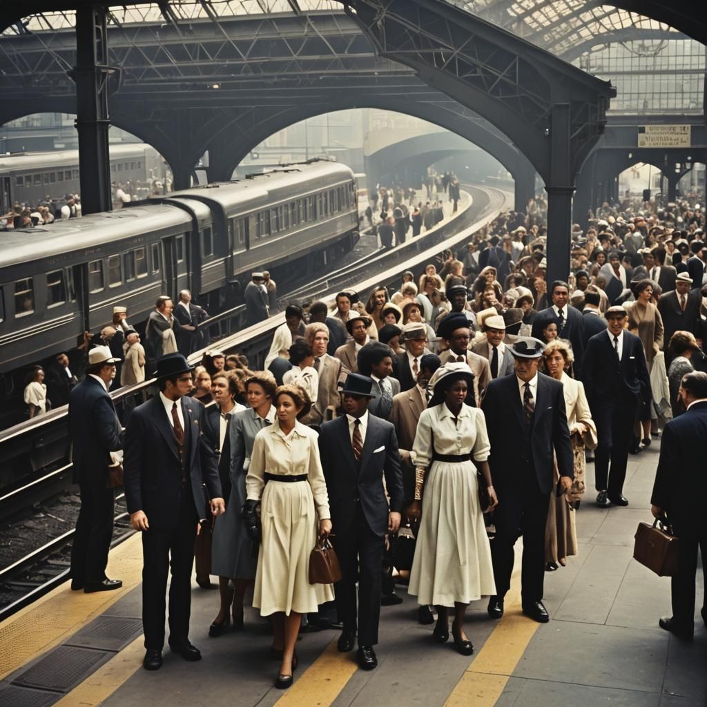 Philadelphia Commuters on Railway Platform, 1977