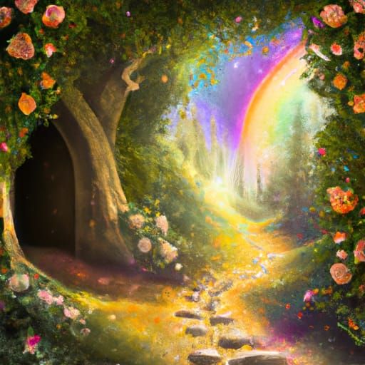 Enchanted Path to a Radiant Elven Forest