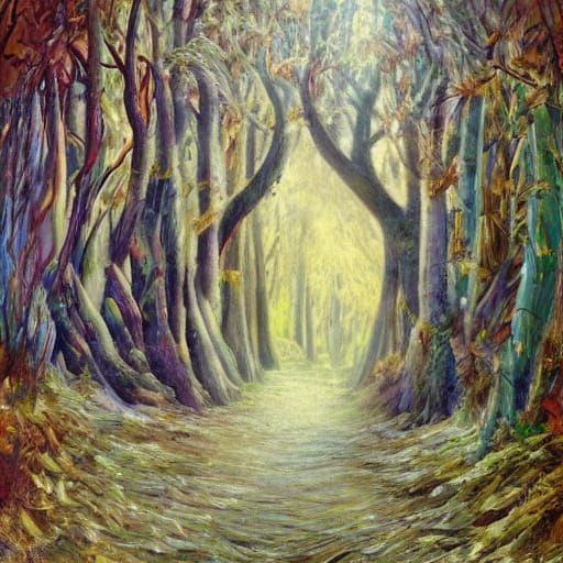 Ominous Dark Path in Expressionist Style