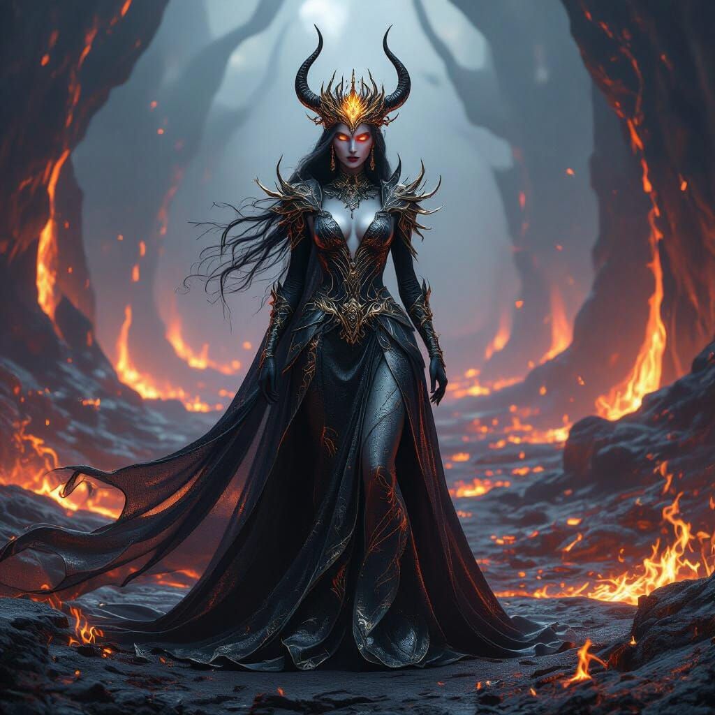 Queen of Underworld CGI Render in Lava Realm