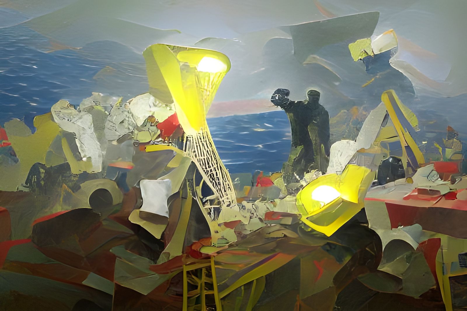 Ocean Wreckage Search Party in Constructivist Style