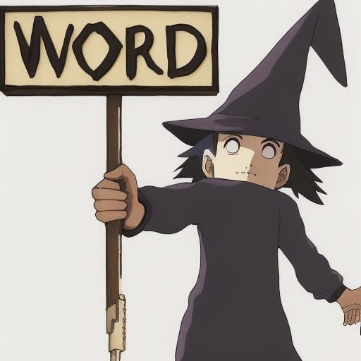 Wizard Holding Word Sign in Anime Style