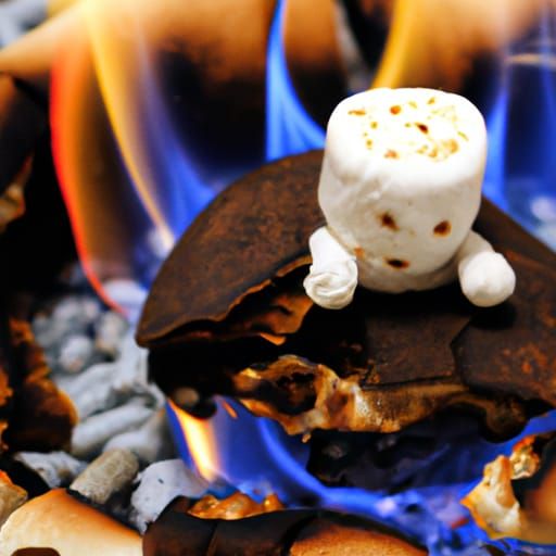 Tiny Troll's S'more Predicament by Campfire
