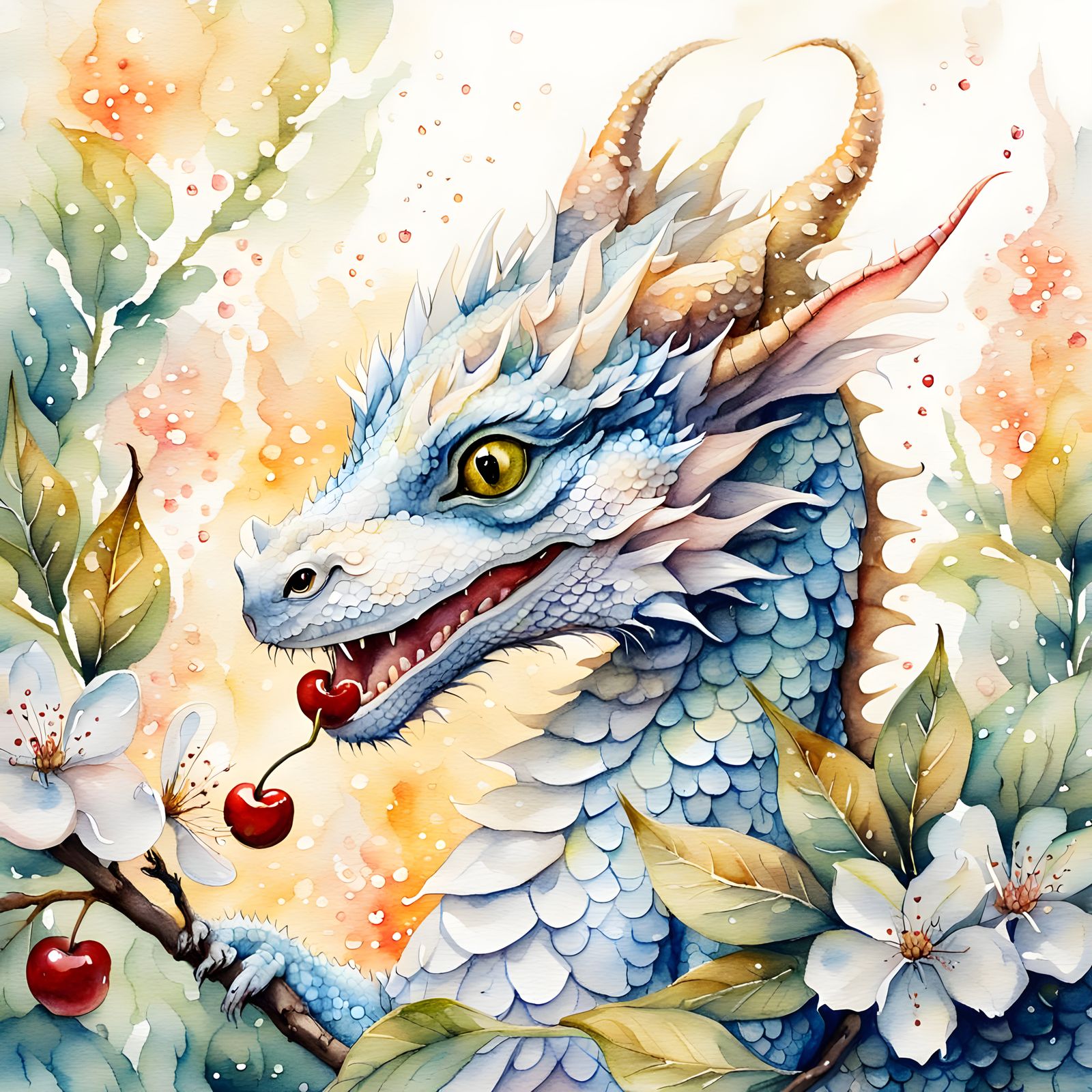 Dragon and Cherry Textural Fusion