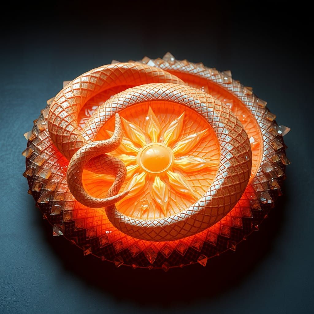 Mystical Reptile Artifact in Surreal Sci-Fi Style