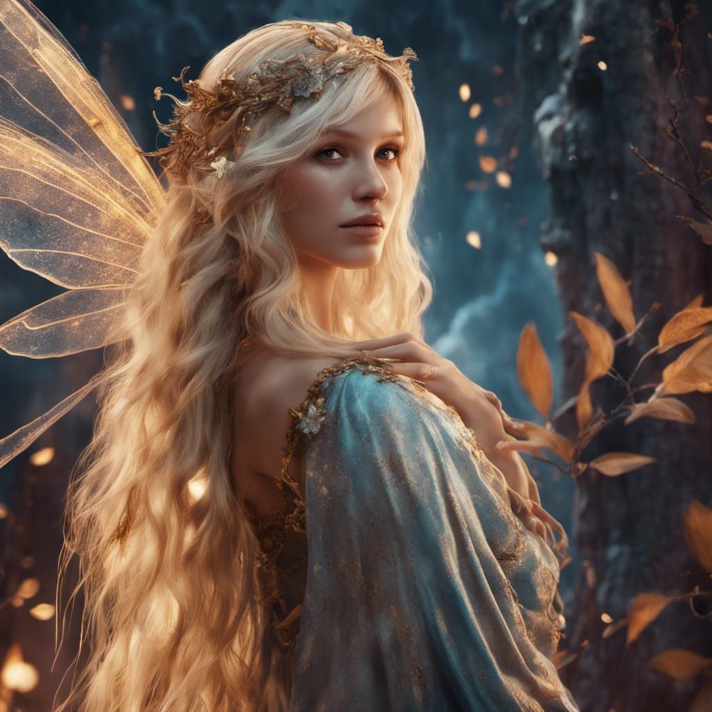 Gorgeous Blonde Fairy Portrait in Detailed Matte Painting