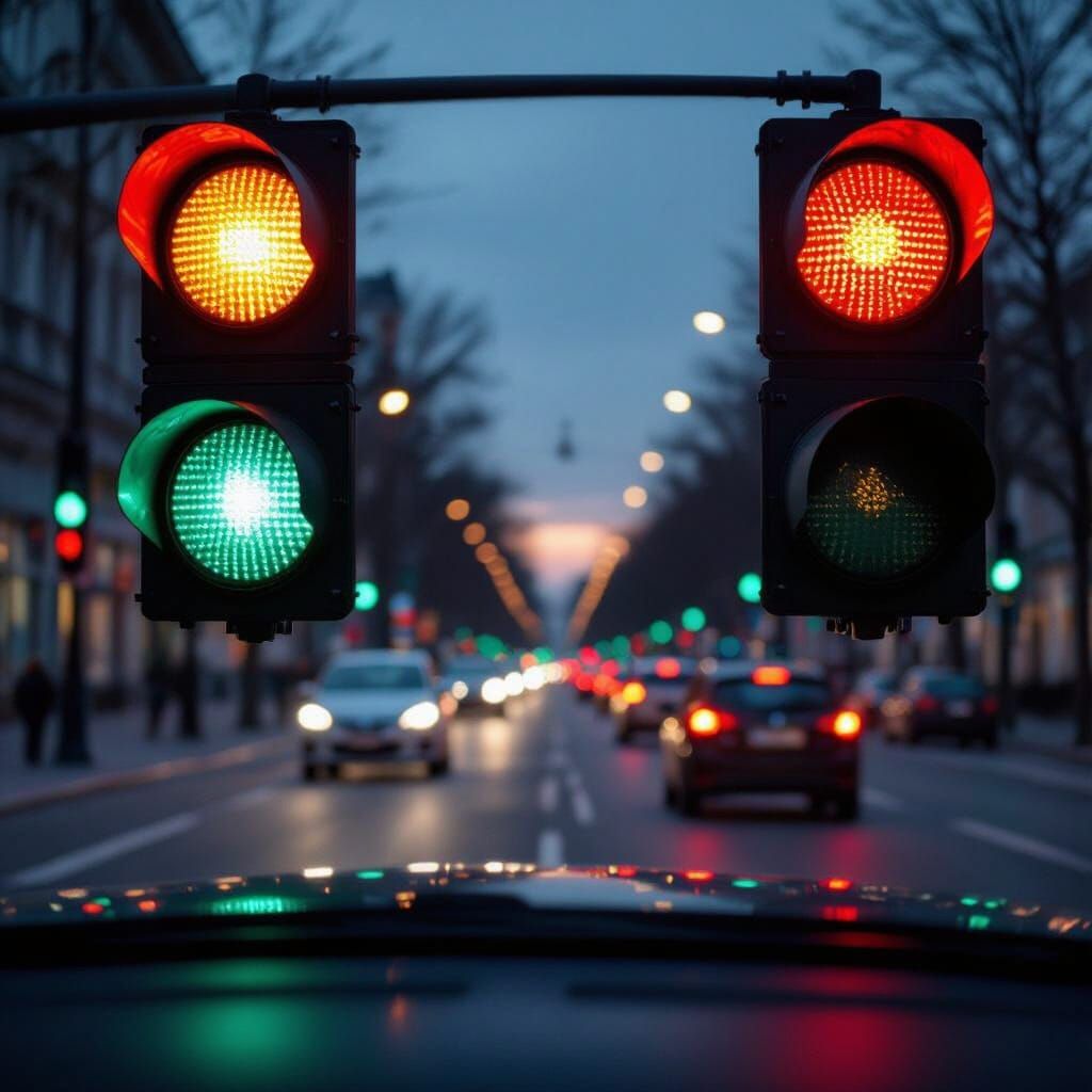 Cinematic Evening Road Through Car Window Red Tones