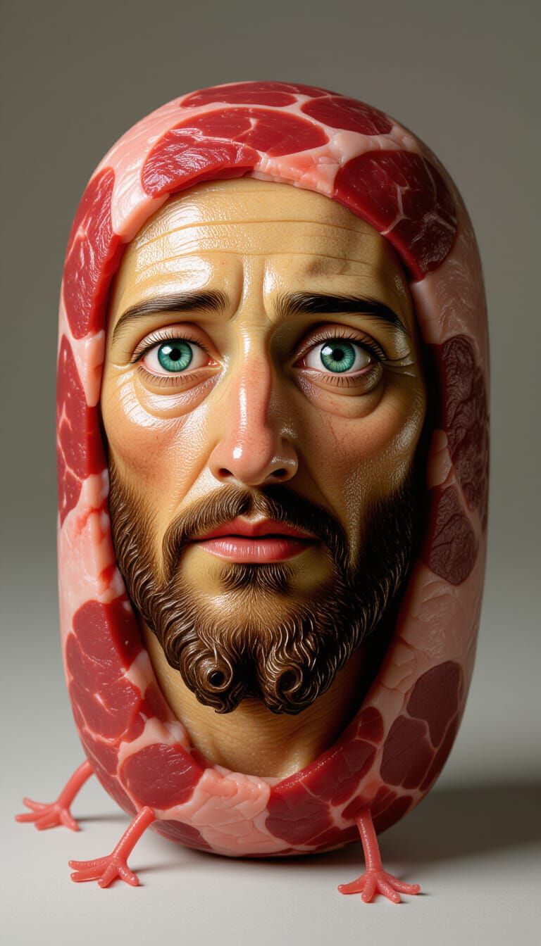 Surreal Humanoid Creature with Eyes in Hyperrealistic Style