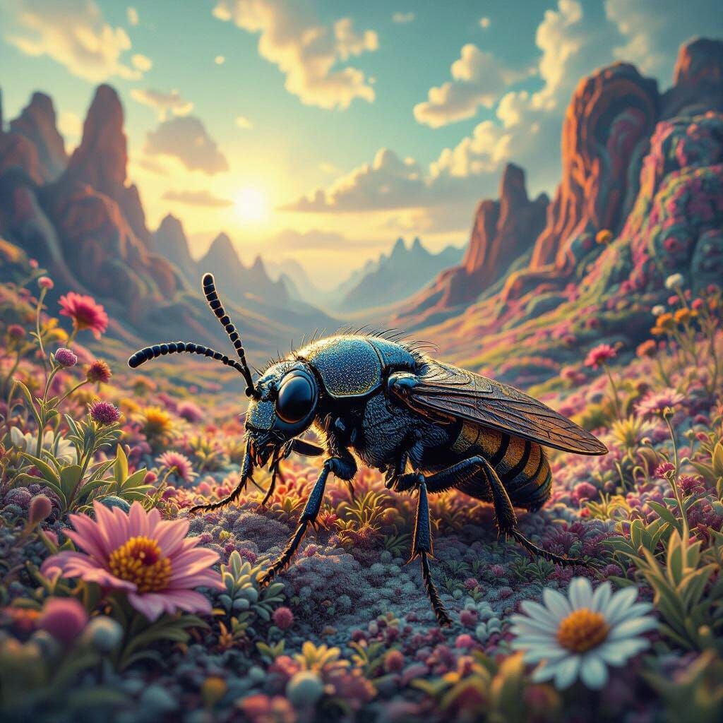 Psychedelic Insect in Dreamy Matte Painting