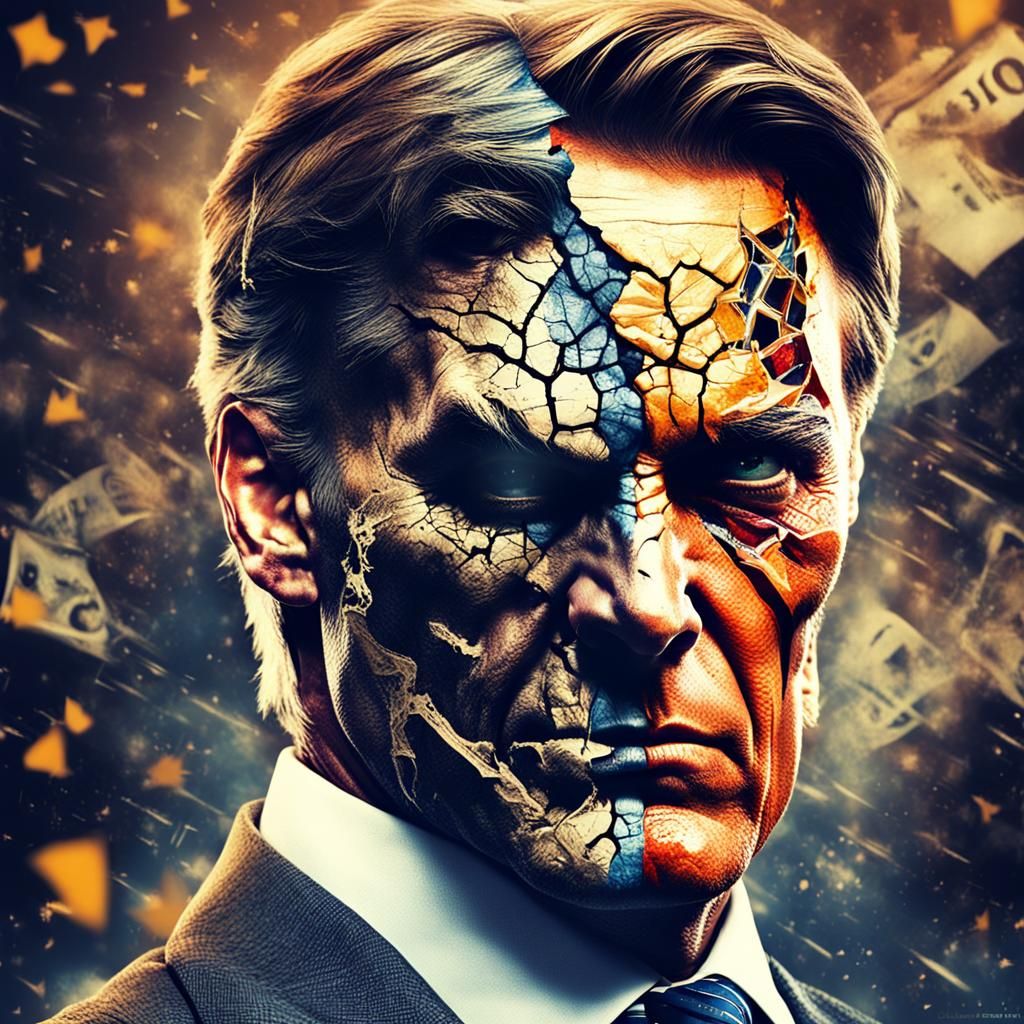 Dichotomy: Double Exposure Merged Face Art