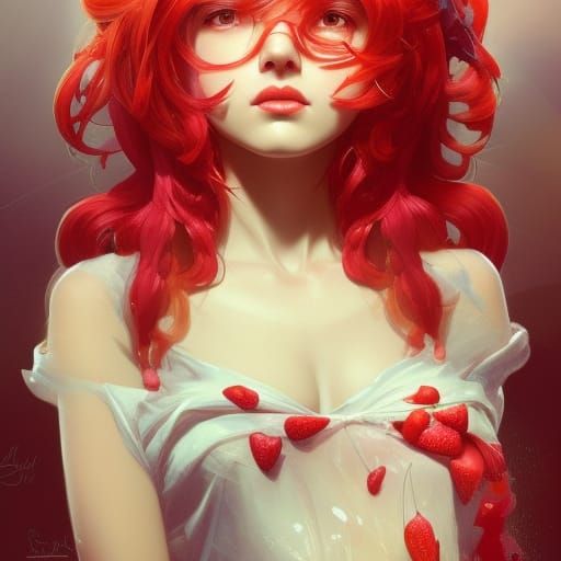 Strawberry Shortcake Portrait in Hyperdetailed Digital Art