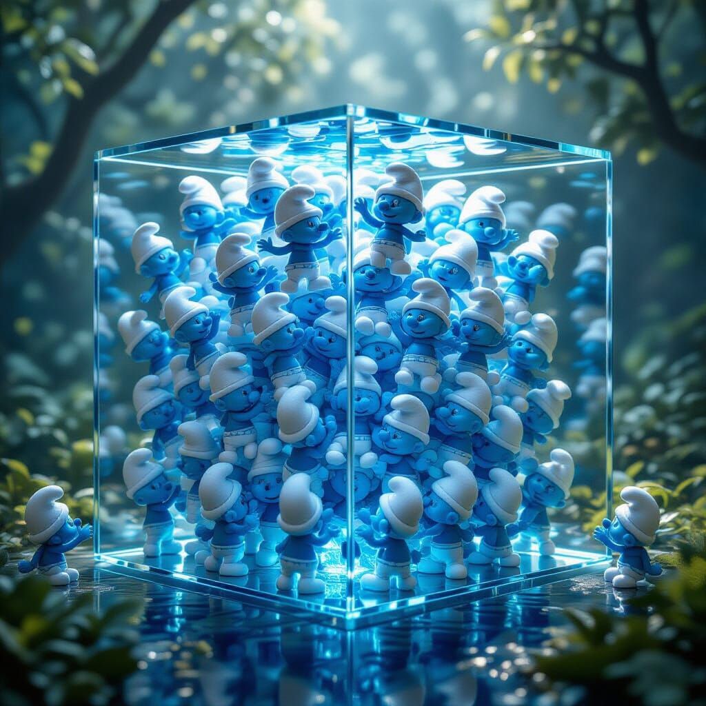 Hyperrealistic Smurf Cube in Cinematic Lighting