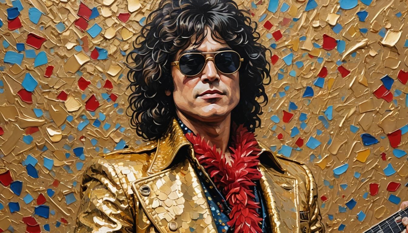 Musician with Guitar in Comic Book Art Style