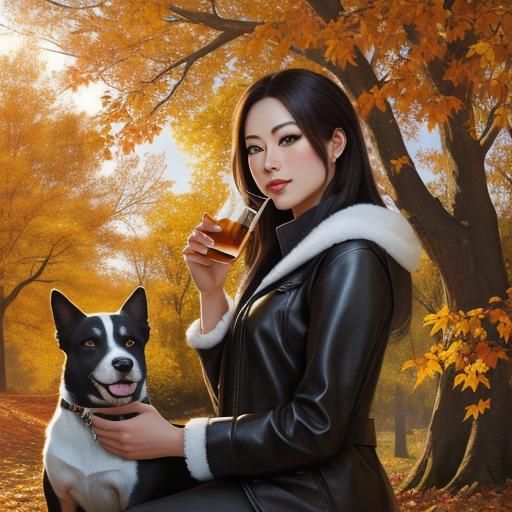 Under the maple autumn tree, Kostar sits in a fatal girl in ...