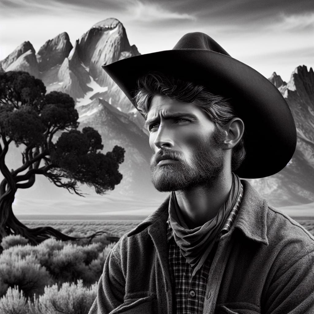 Contemplative Cowboy: A Vintage-Style Portrait