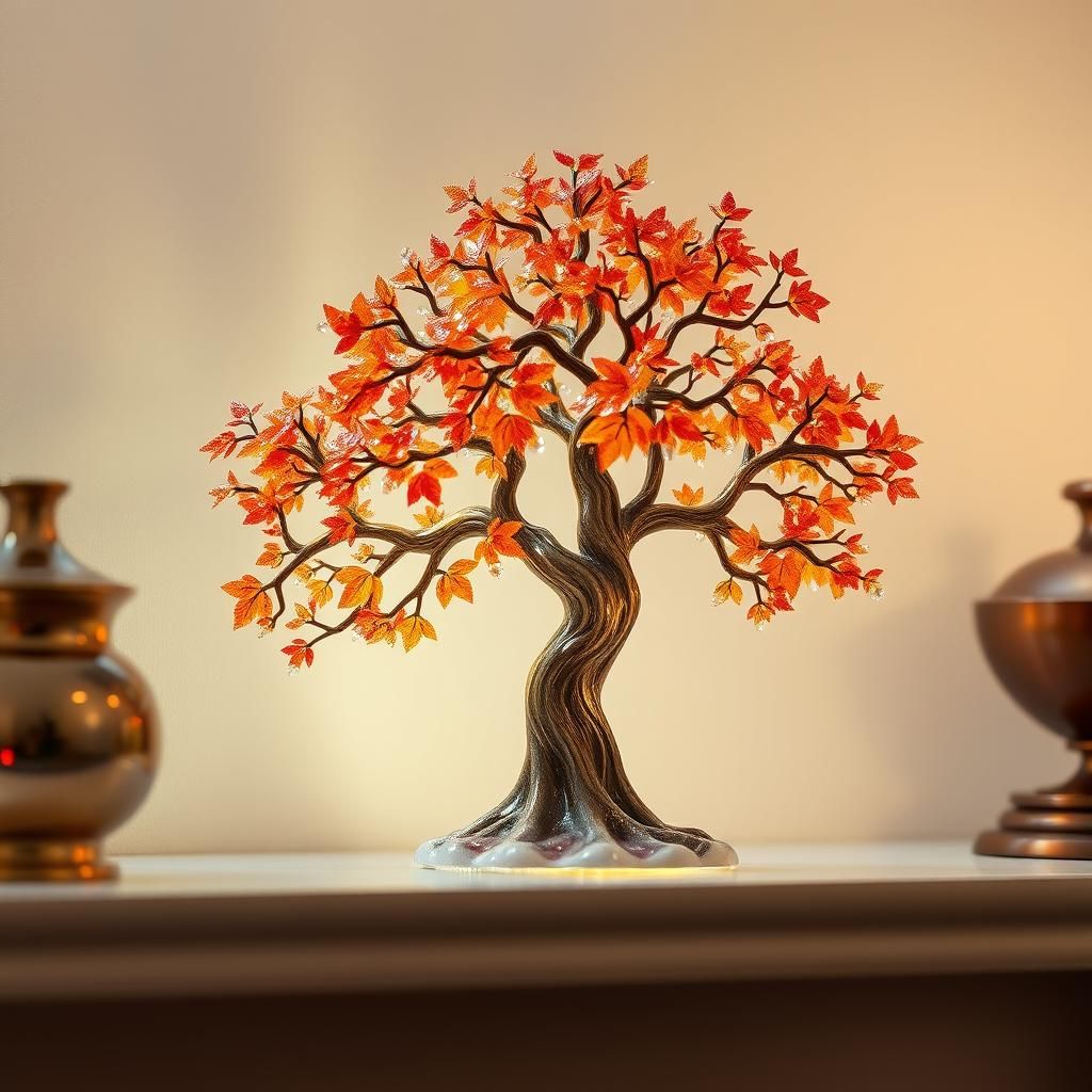 Ethereal Enamelled Glass Autumn Tree Figurine