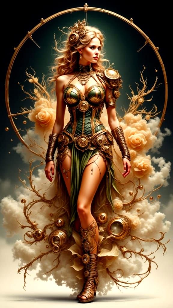 Steampunk Nature Empress in Flowing Gown