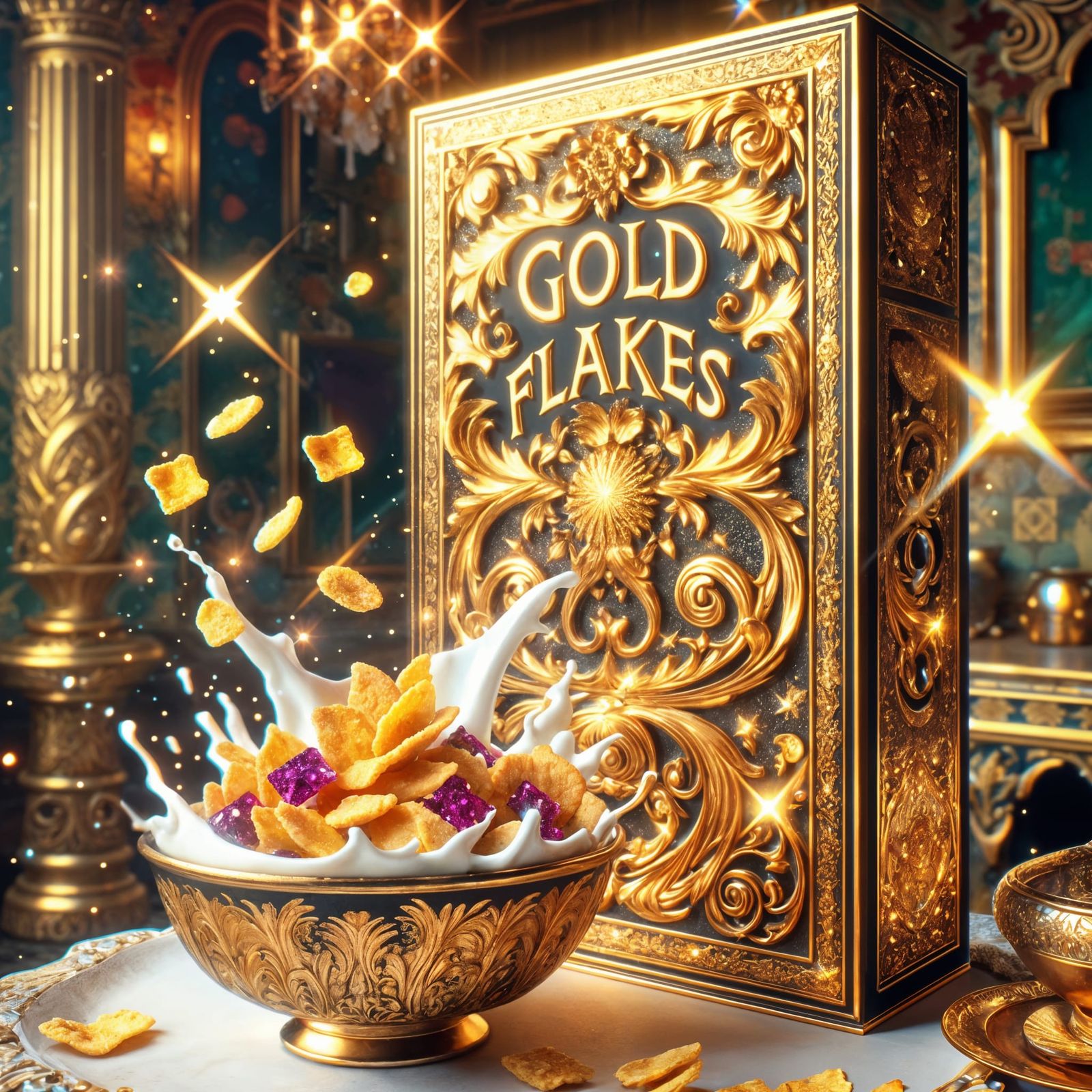 Enchanted Gold Flakes Cereal in Royal Kitchen