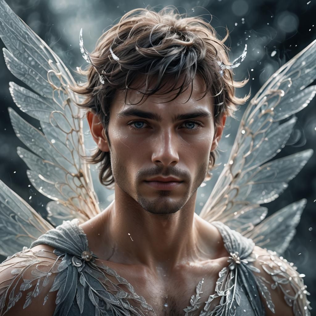 Ethereal Male Air Fairy Portrait in Digital Art