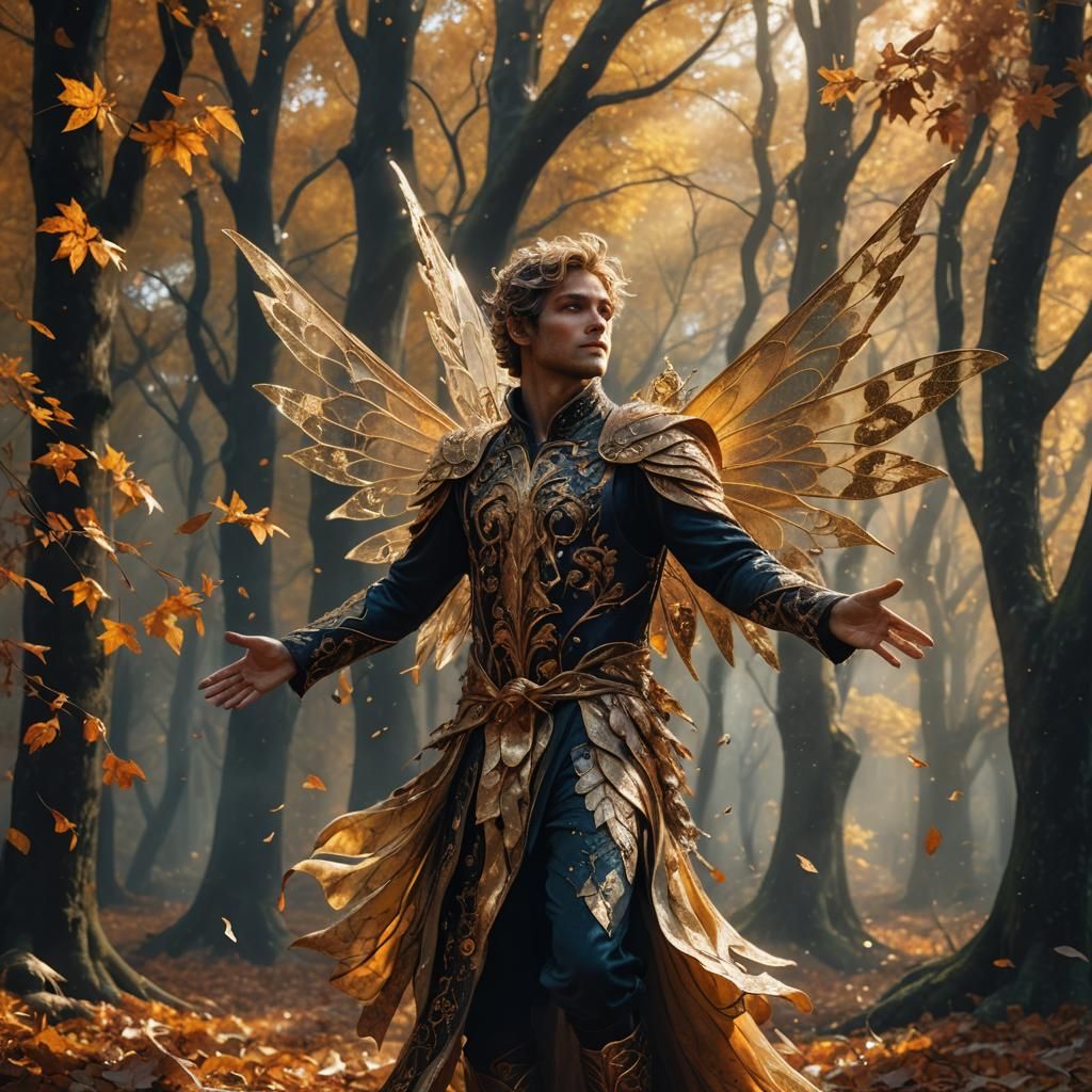 Male Fairy in Autumnal Fantasy Art