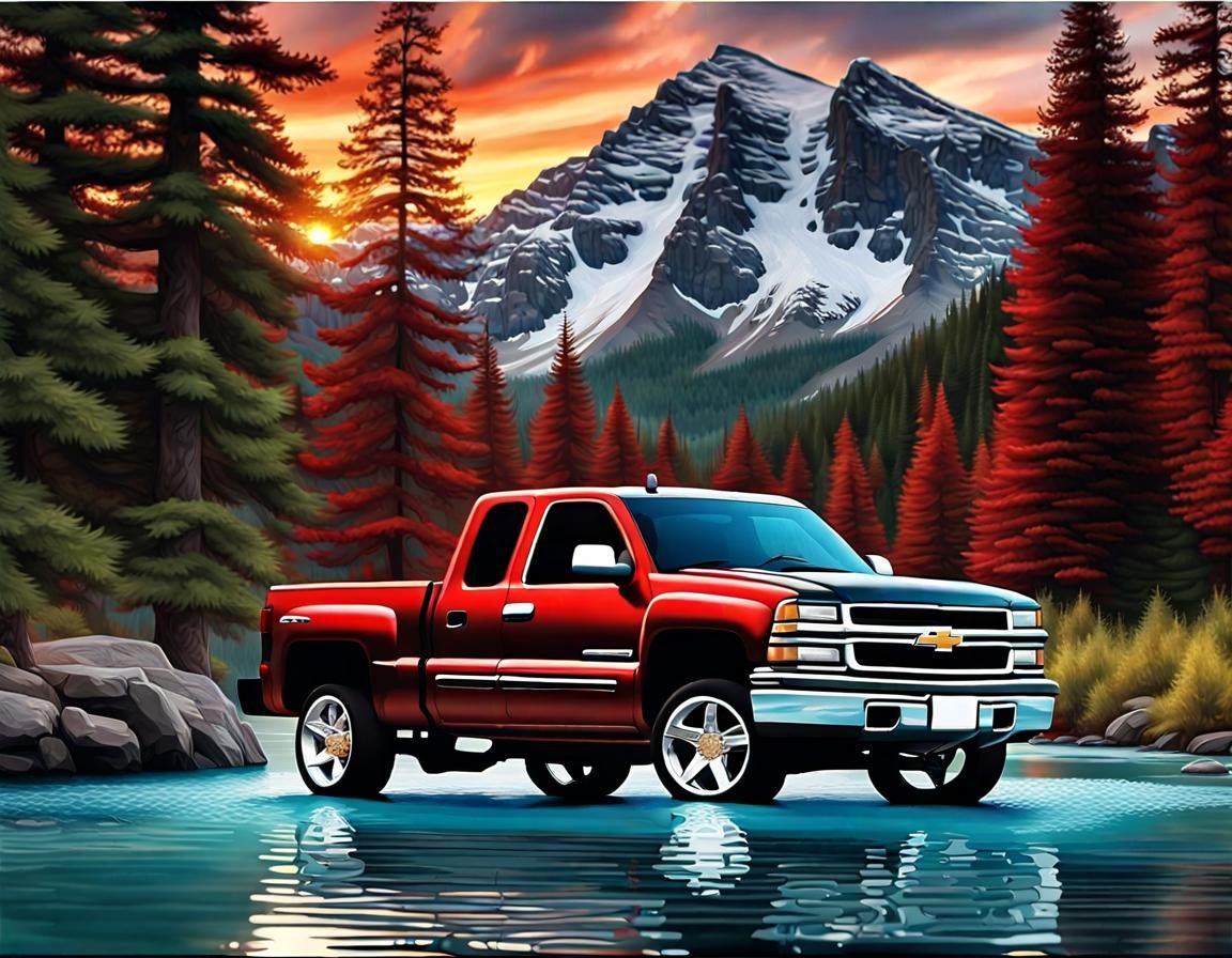 Metallic Gothic Chevy Silverado Diamond Painting