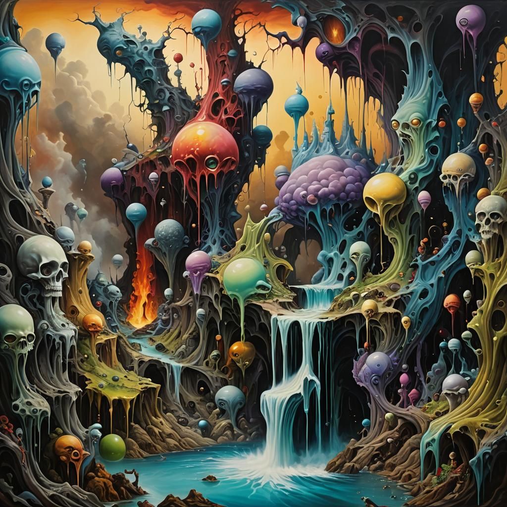 Surrealist Fantasy Masterpiece in Oil on Canvas