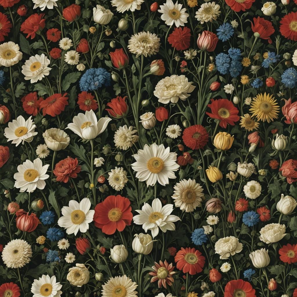 Floral Still Life in Van Eyck Style