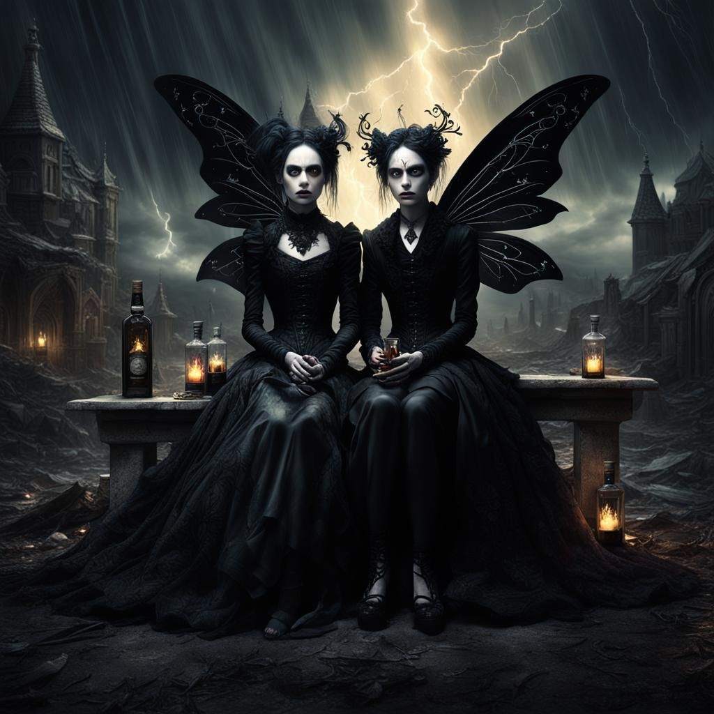 2 dark bad fairy's :)  The grumpy Sista's