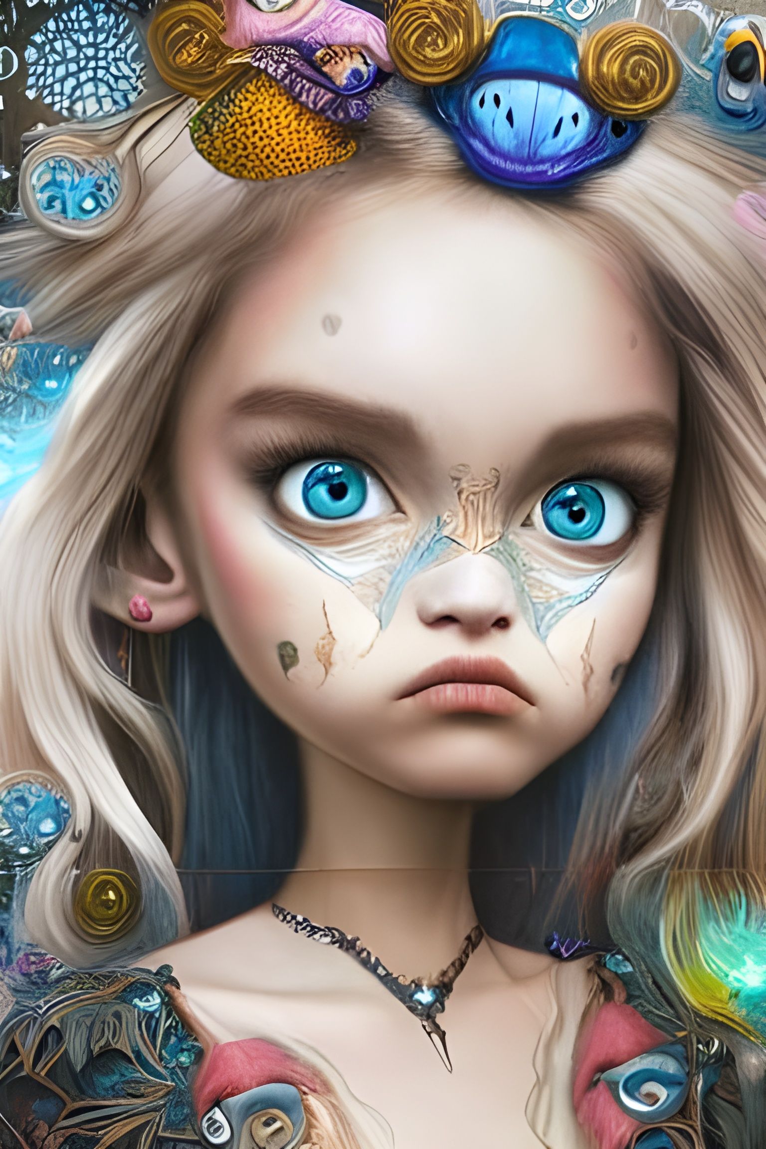 Cute Big-Eyed Girl in Photorealistic CGI Style