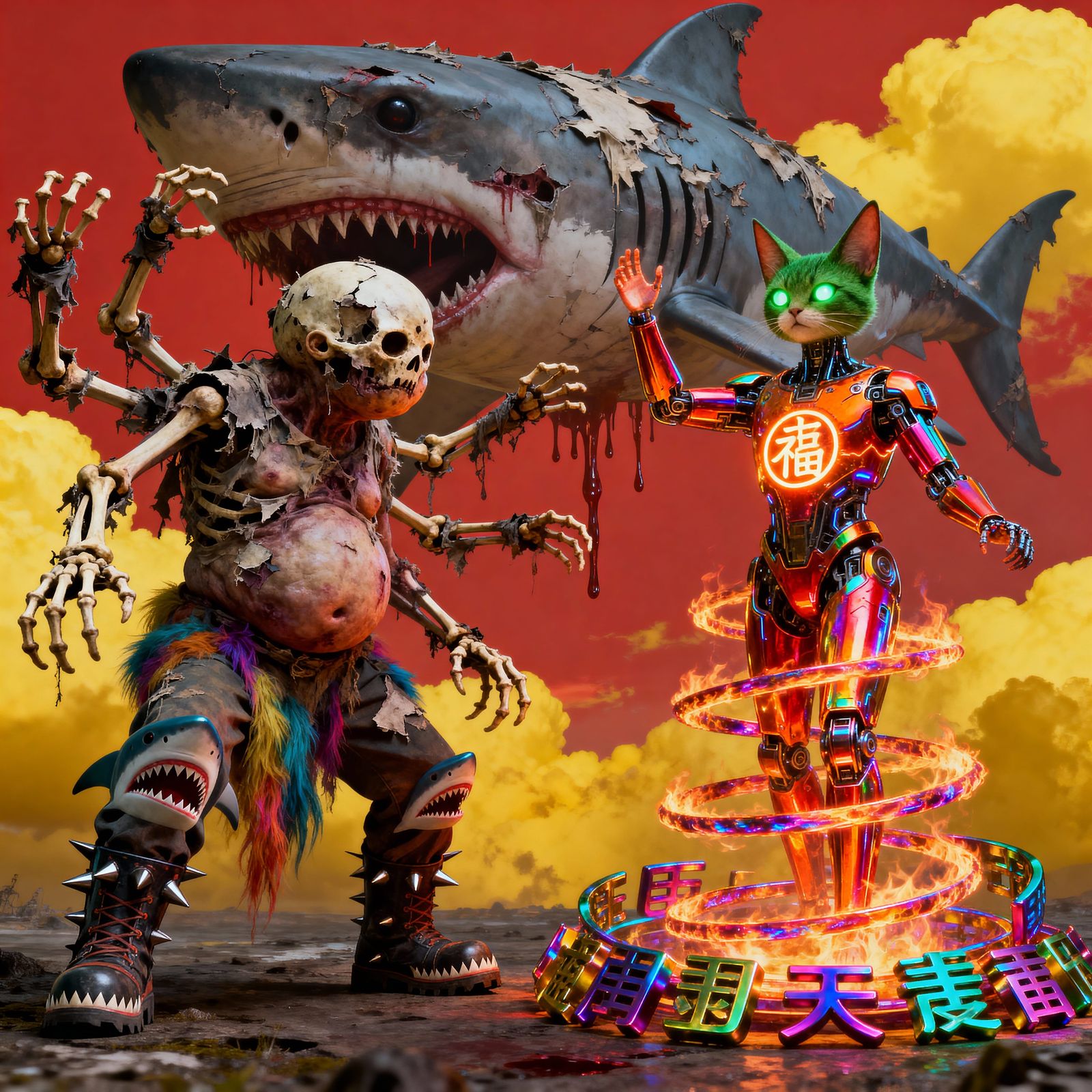 Mutant Deity Warlord with Shark Dragon Skull