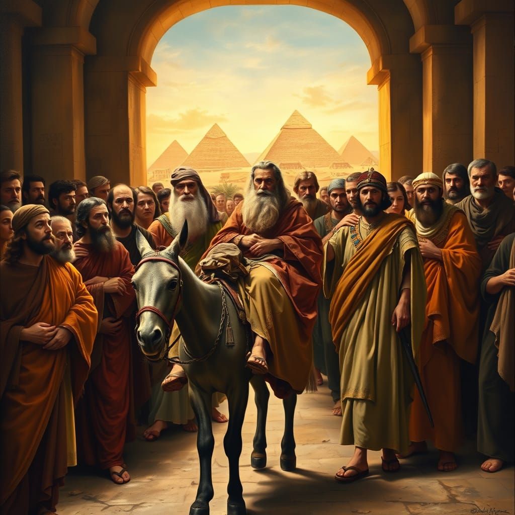 Elderly Jacob Leads Descendants into Egypt in a Grand Renais...