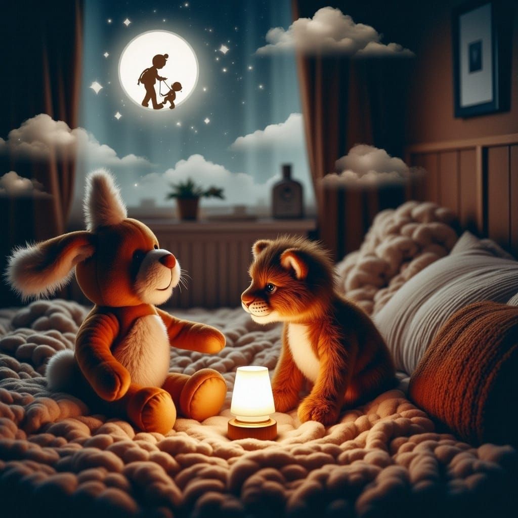 Cozy Child's Bedroom at Night with Animated Toys