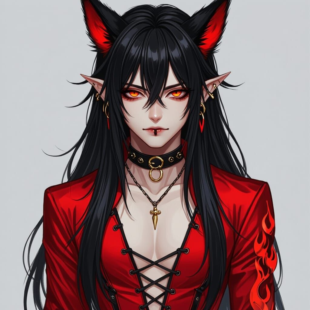 Demon Squirrel Character in Flame Jumpsuit