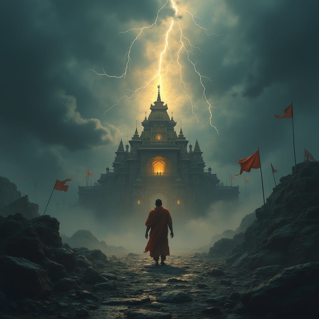 Vaishno Devi Temple in Raging Thunderstorm