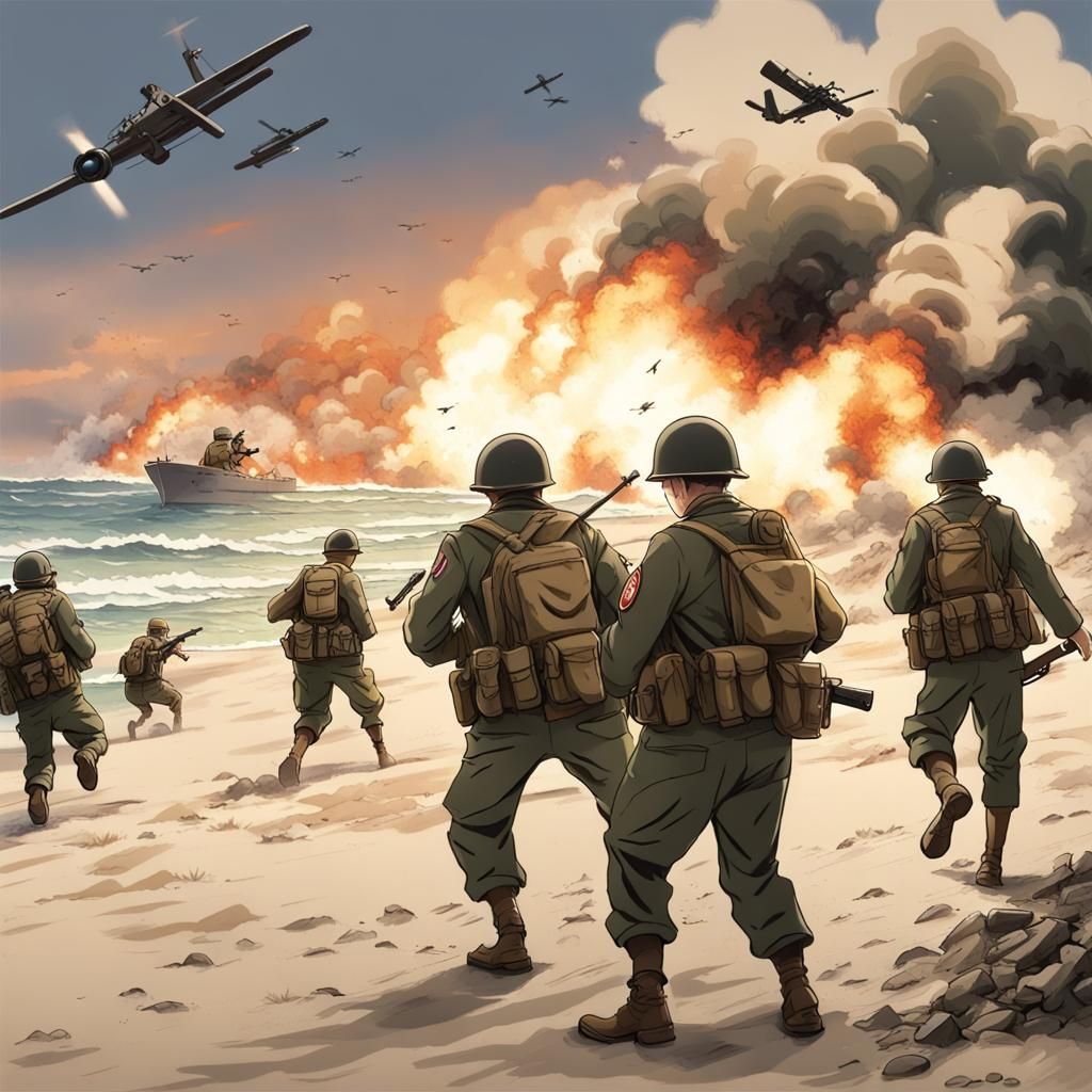 Intense Anime-Style WWII Beach Landing