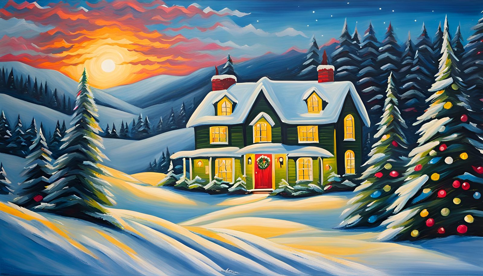 Christmas Acrylic Painting on Canvas Board