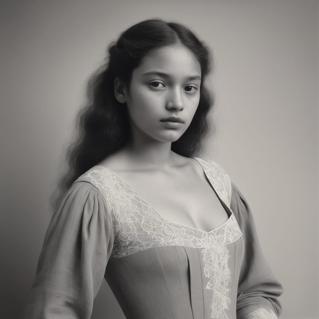 Elegant French Realism Portrait in Charcoal