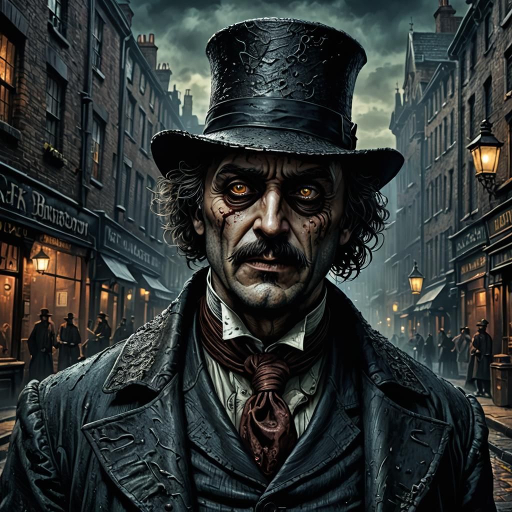 Hyperrealistic Jack the Ripper in Gothic Art Style