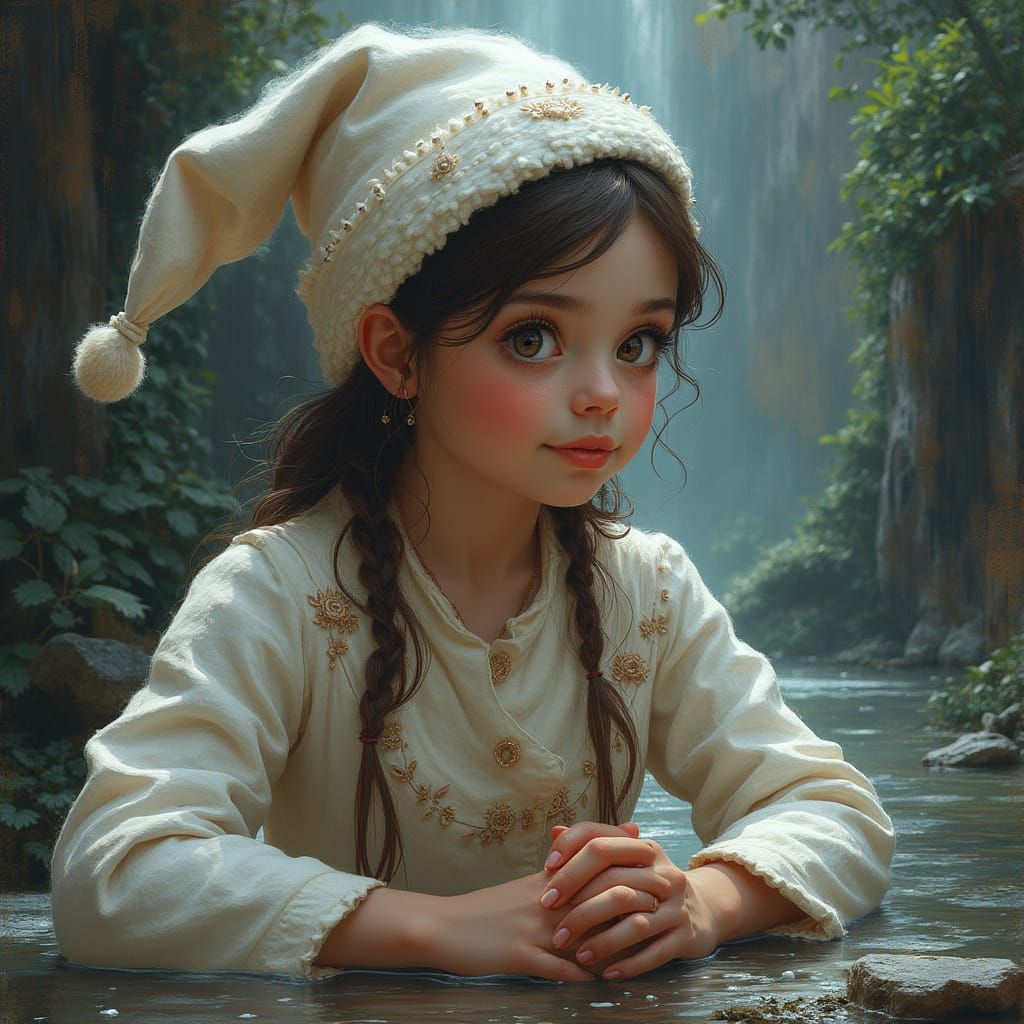 Winter Wonderland Scene with Frosty Couple and Colorful Orna...