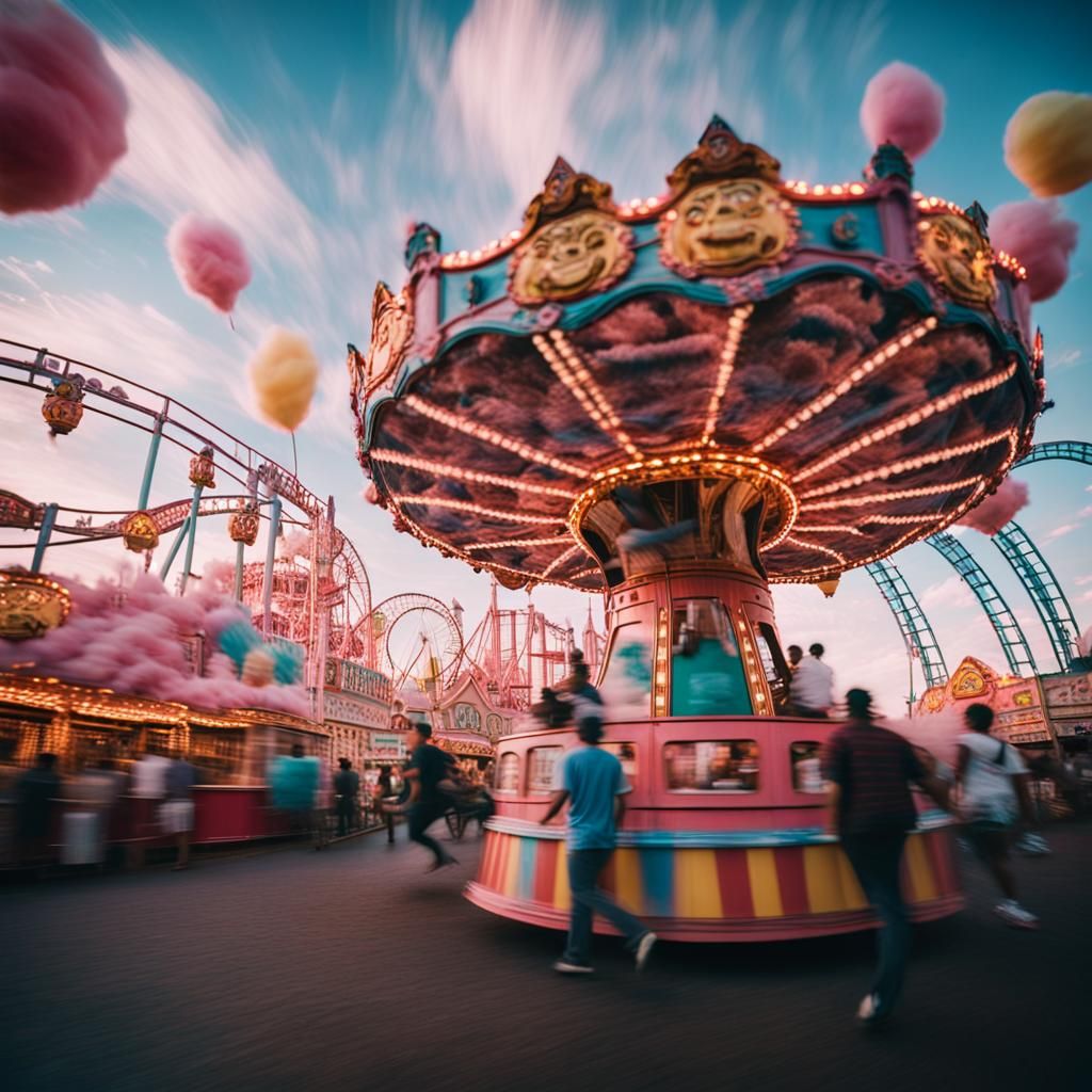 Ghostly Carnival with Translucent Roller Coasters