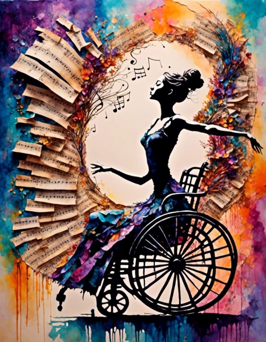 Elegant Dancer in Botanical Collage Art