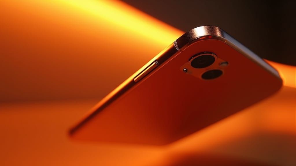 Orange Phone Edge Close-Up with Dramatic Lighting