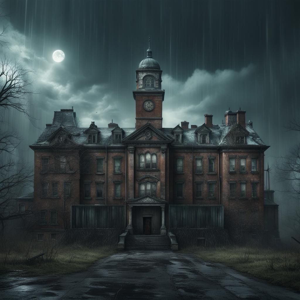 Stormy Night at Abandoned Asylum: Digital Matte Painting