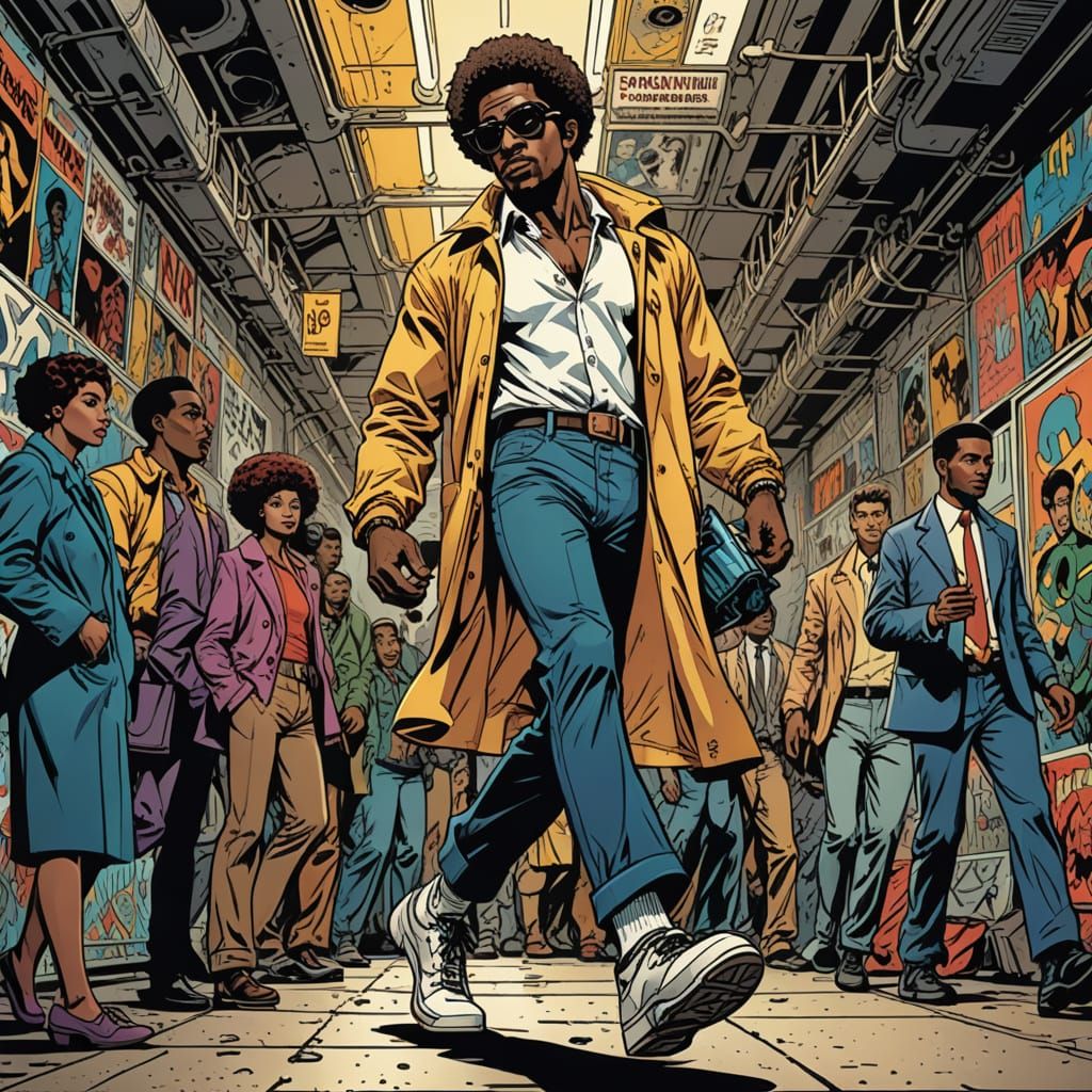 Retro Boombox Subway: Comic Book Style Pop Art