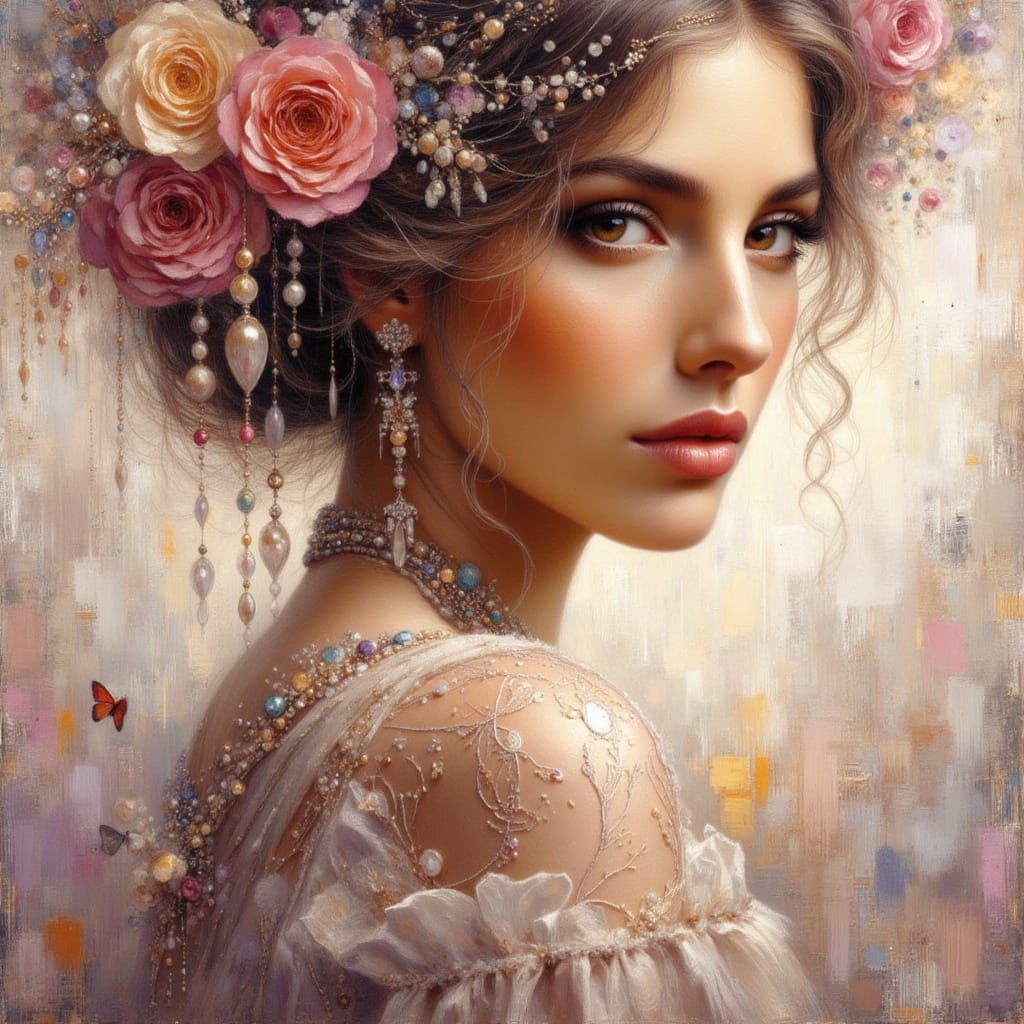 Elegant Princess Portrait in Oil Painting Style