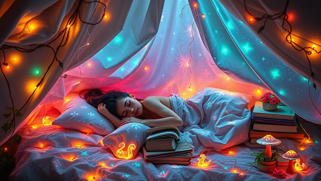 Magical Iridescent Blanket Fort Reading Sanctuary