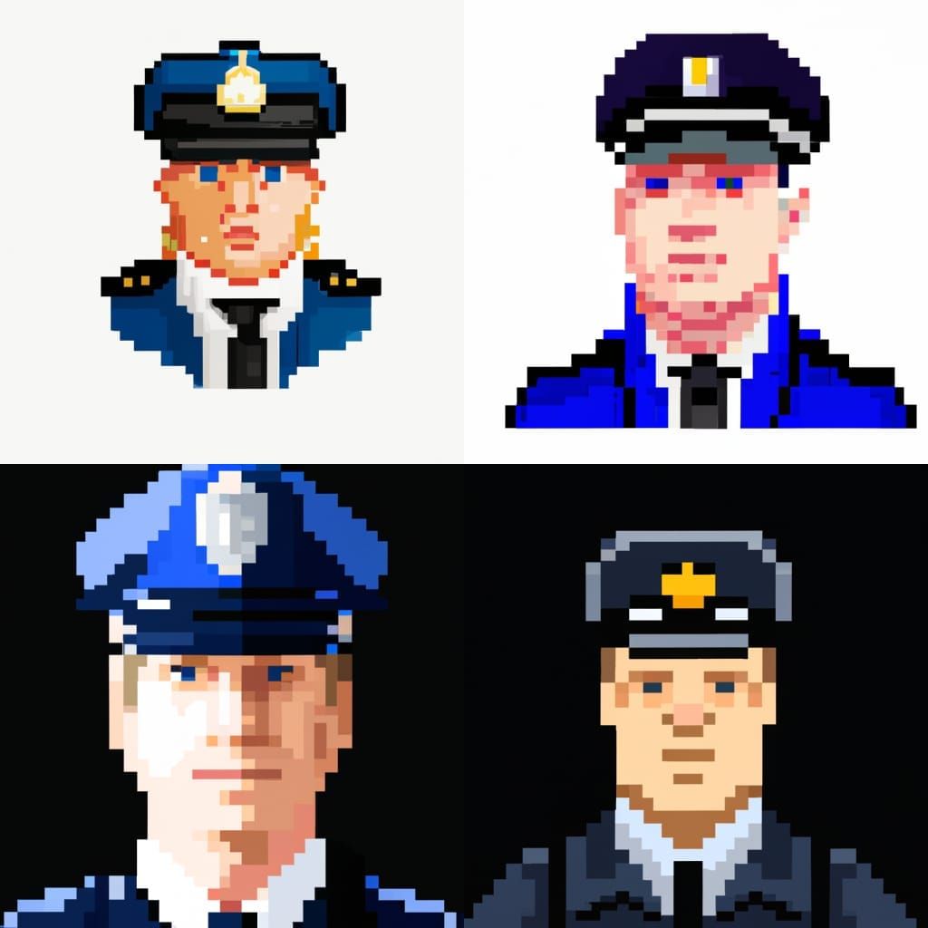 Nordic Police Chief Pixel Art Portrait