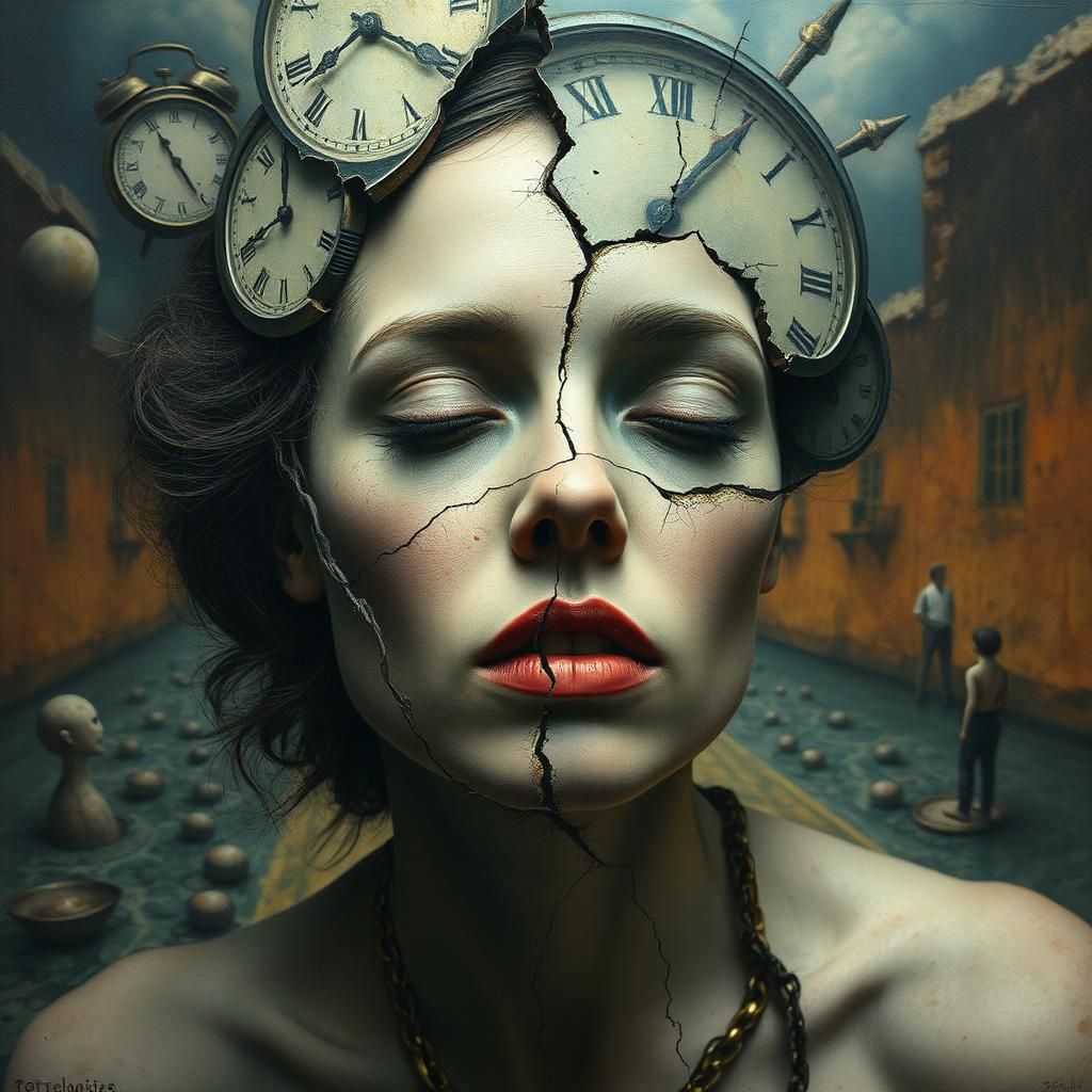 Surreal Dreamscape: A Fragmented Woman in Eerie Realm