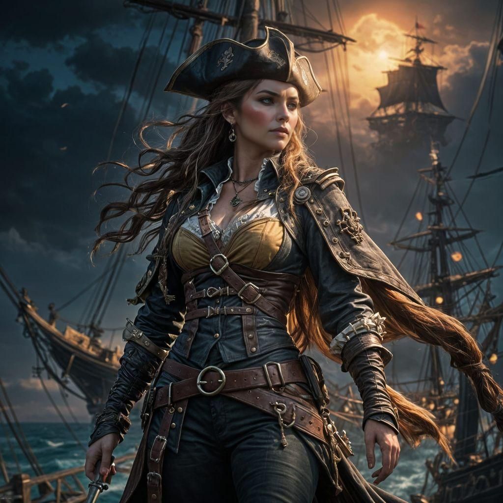 Epic Female Pirate Ship Concept Art